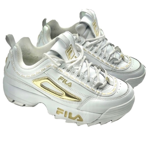 Fila Shoes - fila chunky white gold 2000s dad sneakers shoes womens size 5